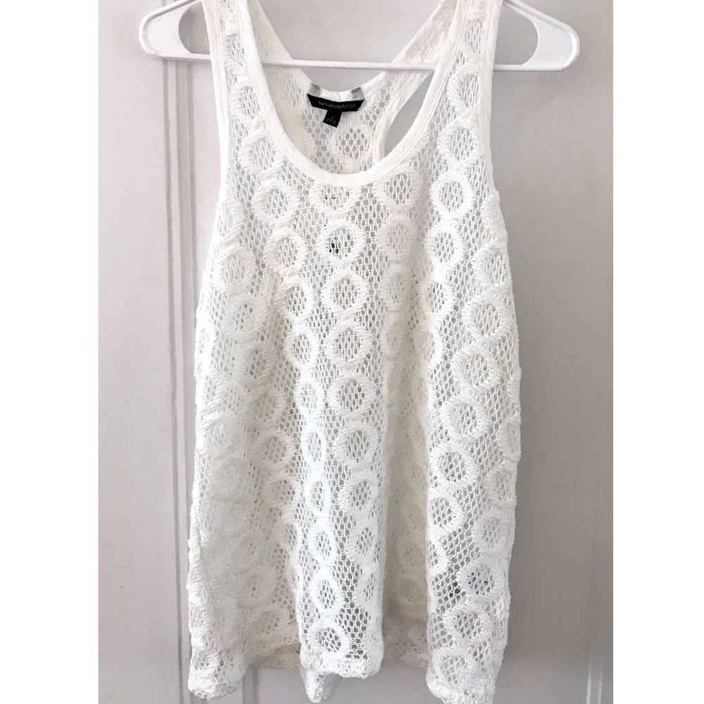 Banana Republic Sheer White Lace Tank Top - S